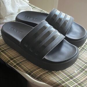 Adidas Women's Black Platform Slide Sandals